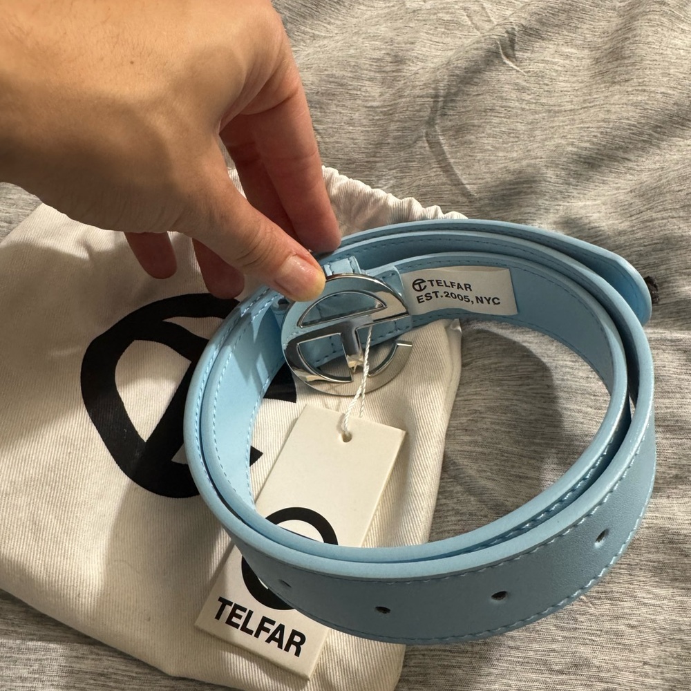 Telfar Pool Blue Logo Belt